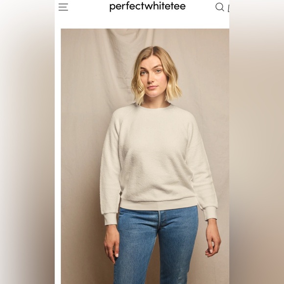 PerfectWhiteTee Ziggy Reverse Fleece Shrunken Crew Neck Sweatshirt , size S - Picture 3 of 9